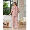 Ekouaer Lounge Sets for Women Short Sleeve Tops and Long Pants Soft Comfy Pajamas Set 2 Piece Outfits(Pink Leopard)