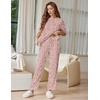 Ekouaer Lounge Sets for Women Short Sleeve Tops and Long Pants Soft Comfy Pajamas Set 2 Piece Outfits(Pink Leopard)
