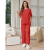 Ekouaer Lounge Sets for Women Short Sleeve Tops and Long Pants Soft Comfy Pajamas Set 2 Piece Outfits(Red)