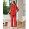 Ekouaer Lounge Sets for Women Short Sleeve Tops and Long Pants Soft Comfy Pajamas Set 2 Piece Outfits(Red)