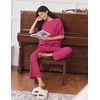 Ekouaer Lounge Sets for Women Short Sleeve Tops and Long Pants Soft Comfy Pajamas Set 2 Piece Outfits(Rose Red)