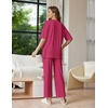 Ekouaer Lounge Sets for Women Short Sleeve Tops and Long Pants Soft Comfy Pajamas Set 2 Piece Outfits(Rose Red)