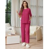 Ekouaer Lounge Sets for Women Short Sleeve Tops and Long Pants Soft Comfy Pajamas Set 2 Piece Outfits(Rose Red)
