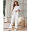 Ekouaer Lounge Sets for Women Short Sleeve Tops and Long Pants Soft Comfy Pajamas Set 2 Piece Outfits(White)