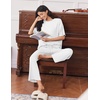 Ekouaer Lounge Sets for Women Short Sleeve Tops and Long Pants Soft Comfy Pajamas Set 2 Piece Outfits(White)