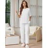 Ekouaer Lounge Sets for Women Short Sleeve Tops and Long Pants Soft Comfy Pajamas Set 2 Piece Outfits(White)