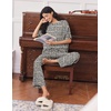 Ekouaer Lounge Sets for Women Short Sleeve Tops and Long Pants Soft Comfy Pajamas Set 2 Piece Outfits(White Leopard)