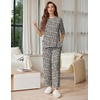 Ekouaer Lounge Sets for Women Short Sleeve Tops and Long Pants Soft Comfy Pajamas Set 2 Piece Outfits(White Leopard)