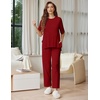 Ekouaer Lounge Sets for Women Short Sleeve Tops and Long Pants Soft Comfy Pajamas Set 2 Piece Outfits(Wine Red)