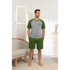 Ekouaer Mens Pajamas Set Bamboo Viscose Short Sleeve Pjs Sets Soft Sleepwear Lightweight Loungewear with Pockets S-3XL(Army Green Grey)