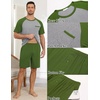 Ekouaer Mens Pajamas Set Bamboo Viscose Short Sleeve Pjs Sets Soft Sleepwear Lightweight Loungewear with Pockets S-3XL(Army Green Grey)