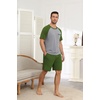 Ekouaer Mens Pajamas Set Bamboo Viscose Short Sleeve Pjs Sets Soft Sleepwear Lightweight Loungewear with Pockets S-3XL(Army Green Grey)