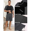 Ekouaer Mens Pajamas Set Bamboo Viscose Short Sleeve Pjs Sets Soft Sleepwear Lightweight Loungewear with Pockets S-3XL(Black Dark Grey)