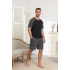 Ekouaer Mens Pajamas Set Bamboo Viscose Short Sleeve Pjs Sets Soft Sleepwear Lightweight Loungewear with Pockets S-3XL(Black Dark Grey)