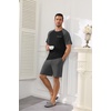 Ekouaer Mens Pajamas Set Bamboo Viscose Short Sleeve Pjs Sets Soft Sleepwear Lightweight Loungewear with Pockets S-3XL(Black Dark Grey)