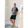 Ekouaer Mens Pajamas Set Bamboo Viscose Short Sleeve Pjs Sets Soft Sleepwear Lightweight Loungewear with Pockets S-3XL(Black Grey)