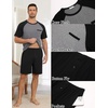 Ekouaer Mens Pajamas Set Bamboo Viscose Short Sleeve Pjs Sets Soft Sleepwear Lightweight Loungewear with Pockets S-3XL(Black Grey)