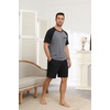 Ekouaer Mens Pajamas Set Bamboo Viscose Short Sleeve Pjs Sets Soft Sleepwear Lightweight Loungewear with Pockets S-3XL(Black Grey)