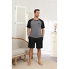 Ekouaer Mens Pajamas Set Bamboo Viscose Short Sleeve Pjs Sets Soft Sleepwear Lightweight Loungewear with Pockets S-3XL(Black Grey)
