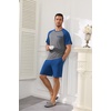Ekouaer Mens Pajamas Set Bamboo Viscose Short Sleeve Pjs Sets Soft Sleepwear Lightweight Loungewear with Pockets S-3XL(Blue Grey)