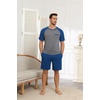 Ekouaer Mens Pajamas Set Bamboo Viscose Short Sleeve Pjs Sets Soft Sleepwear Lightweight Loungewear with Pockets S-3XL(Blue Grey)