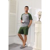 Ekouaer Mens Pajamas Set Bamboo Viscose Short Sleeve Pjs Sets Soft Sleepwear Lightweight Loungewear with Pockets S-3XL(Green Grey)