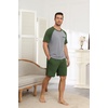 Ekouaer Mens Pajamas Set Bamboo Viscose Short Sleeve Pjs Sets Soft Sleepwear Lightweight Loungewear with Pockets S-3XL(Green Grey)
