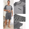 Ekouaer Mens Pajamas Set Bamboo Viscose Short Sleeve Pjs Sets Soft Sleepwear Lightweight Loungewear with Pockets S-3XL(Grey)