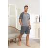 Ekouaer Mens Pajamas Set Bamboo Viscose Short Sleeve Pjs Sets Soft Sleepwear Lightweight Loungewear with Pockets S-3XL(Grey)