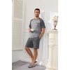Ekouaer Mens Pajamas Set Bamboo Viscose Short Sleeve Pjs Sets Soft Sleepwear Lightweight Loungewear with Pockets S-3XL(Grey)