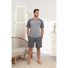 Ekouaer Mens Pajamas Set Bamboo Viscose Short Sleeve Pjs Sets Soft Sleepwear Lightweight Loungewear with Pockets S-3XL(Grey)