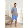 Ekouaer Mens Pajamas Set Bamboo Viscose Short Sleeve Pjs Sets Soft Sleepwear Lightweight Loungewear with Pockets S-3XL(Light Blue Grey)