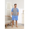 Ekouaer Mens Pajamas Set Bamboo Viscose Short Sleeve Pjs Sets Soft Sleepwear Lightweight Loungewear with Pockets S-3XL(Light Blue Grey)