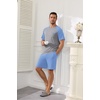 Ekouaer Mens Pajamas Set Bamboo Viscose Short Sleeve Pjs Sets Soft Sleepwear Lightweight Loungewear with Pockets S-3XL(Light Blue Grey)