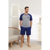 Ekouaer Mens Pajamas Set Bamboo Viscose Short Sleeve Pjs Sets Soft Sleepwear Lightweight Loungewear with Pockets S-3XL(Navy Grey)