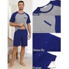 Ekouaer Mens Pajamas Set Bamboo Viscose Short Sleeve Pjs Sets Soft Sleepwear Lightweight Loungewear with Pockets S-3XL(Navy Grey)