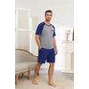 Ekouaer Mens Pajamas Set Bamboo Viscose Short Sleeve Pjs Sets Soft Sleepwear Lightweight Loungewear with Pockets S-3XL(Navy Grey)