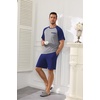 Ekouaer Mens Pajamas Set Bamboo Viscose Short Sleeve Pjs Sets Soft Sleepwear Lightweight Loungewear with Pockets S-3XL(Navy Grey)