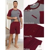 Ekouaer Mens Pajamas Set Bamboo Viscose Short Sleeve Pjs Sets Soft Sleepwear Lightweight Loungewear with Pockets S-3XL(Red Grey)