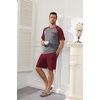 Ekouaer Mens Pajamas Set Bamboo Viscose Short Sleeve Pjs Sets Soft Sleepwear Lightweight Loungewear with Pockets S-3XL(Red Grey)