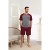 Ekouaer Mens Pajamas Set Bamboo Viscose Short Sleeve Pjs Sets Soft Sleepwear Lightweight Loungewear with Pockets S-3XL(Red Grey)