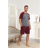 Ekouaer Mens Pajamas Set Bamboo Viscose Short Sleeve Pjs Sets Soft Sleepwear Lightweight Loungewear with Pockets S-3XL(Red Grey)
