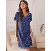 Ekouaer Nightgowns for Women 2 Pack Night Gowns Short Sleeve Sleepshirts Pullover Nightshirts Soft Sleepwear(Black/Blue Star)