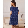 Ekouaer Nightgowns for Women 2 Pack Night Gowns Short Sleeve Sleepshirts Pullover Nightshirts Soft Sleepwear(Black/Blue Star)