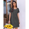 Ekouaer Nightgowns for Women 2 Pack Night Gowns Short Sleeve Sleepshirts Pullover Nightshirts Soft Sleepwear(Black/Dark Grey)