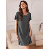 Ekouaer Nightgowns for Women 2 Pack Night Gowns Short Sleeve Sleepshirts Pullover Nightshirts Soft Sleepwear(Black/Dark Grey)