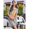 Ekouaer Nightgowns for Women 2 Pack Night Gowns Short Sleeve Sleepshirts Pullover Nightshirts Soft Sleepwear(Black/Light Grey)