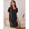 Ekouaer Nightgowns for Women 2 Pack Night Gowns Short Sleeve Sleepshirts Pullover Nightshirts Soft Sleepwear(Black/Light Grey)