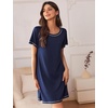 Ekouaer Nightgowns for Women 2 Pack Night Gowns Short Sleeve Sleepshirts Pullover Nightshirts Soft Sleepwear(Black/Navy Blue)
