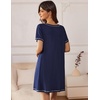 Ekouaer Nightgowns for Women 2 Pack Night Gowns Short Sleeve Sleepshirts Pullover Nightshirts Soft Sleepwear(Black/Navy Blue)